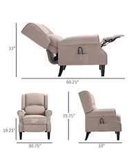 Boyel Living Vibration Massage Recliner Chair with Heat Linen Fabric Push Back Room Sofa