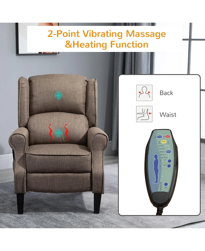 Boyel Living Vibration Massage Recliner Chair with Heat Linen Fabric Push Back Room Sofa