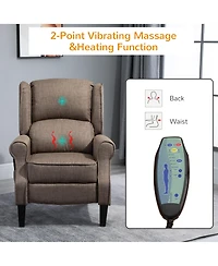 Boyel Living Vibration Massage Recliner Chair with Heat Linen Fabric Push Back Room Sofa