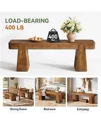 Tribesigns Solid Wood Bench, 47-Inch Farmhouse Entryway Bench with Thickened Legs, Narrow Indoor Wooden Bench