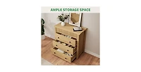 gaomon 3 Drawer Dresser, Modern Fluted Nightstand, Wooden Chest of Drawers, Storage End Table Organizer