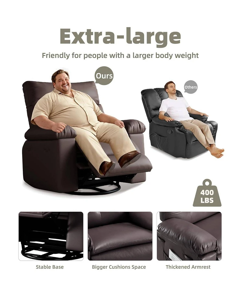 gaomon Oversized Rocker Swivel Recliner Chair, Lazy Sofa Chair for Living Room