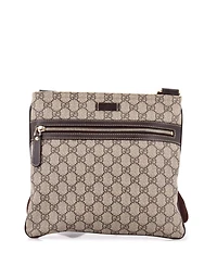 Pre-Owned Gucci Medium Front Zip Flat Messenger Bag Gg Coated Canvas