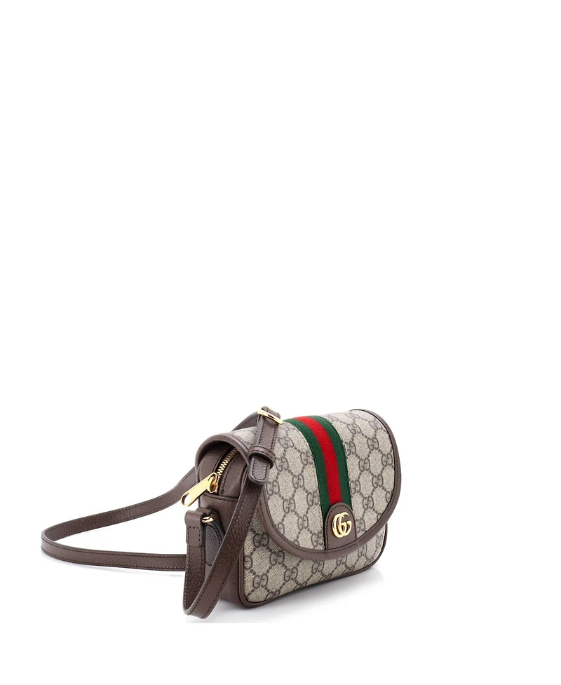 Pre-Owned Gucci Mini Ophidia Flap Shoulder Bag Gg Coated Canvas
