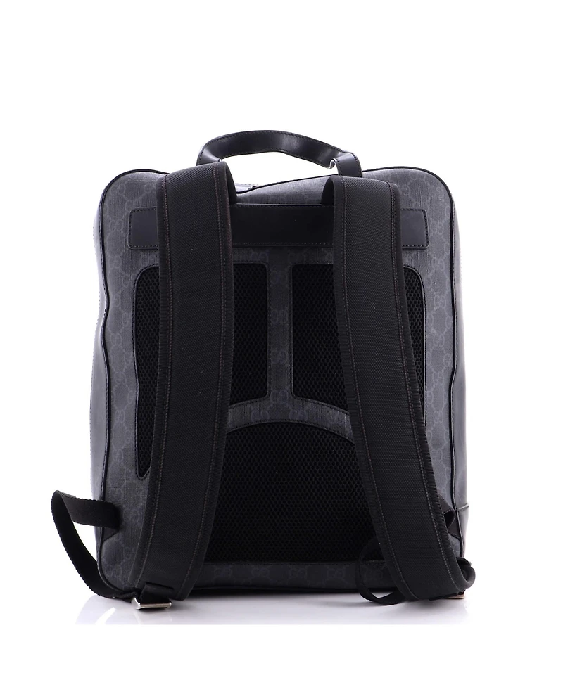 Pre-Owned Gucci Medium Angry Cat Web Backpack Gg Coated Canvas with Applique