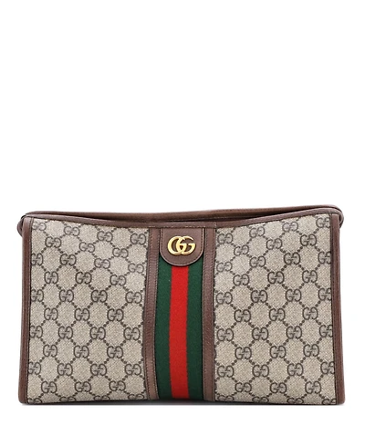 Pre-Owned Gucci Large Ophidia Toiletry Pouch Gg Coated Canvas