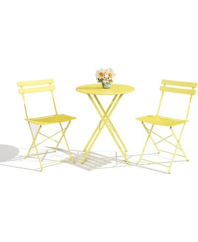 gaomon 3-Piece Patio Bistro Set, Foldable Table & 2 Chairs, Outdoor/Indoor Furniture for Patio, Balcony, Porch & Poolside