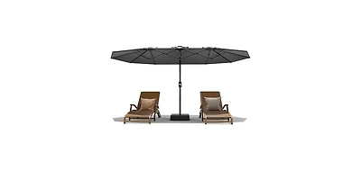 gaomon 15 ft Rectangular Patio Umbrella with Base, Crank Handle, Uv Protection, Large Outdoor Market Umbrella for Deck & Pool