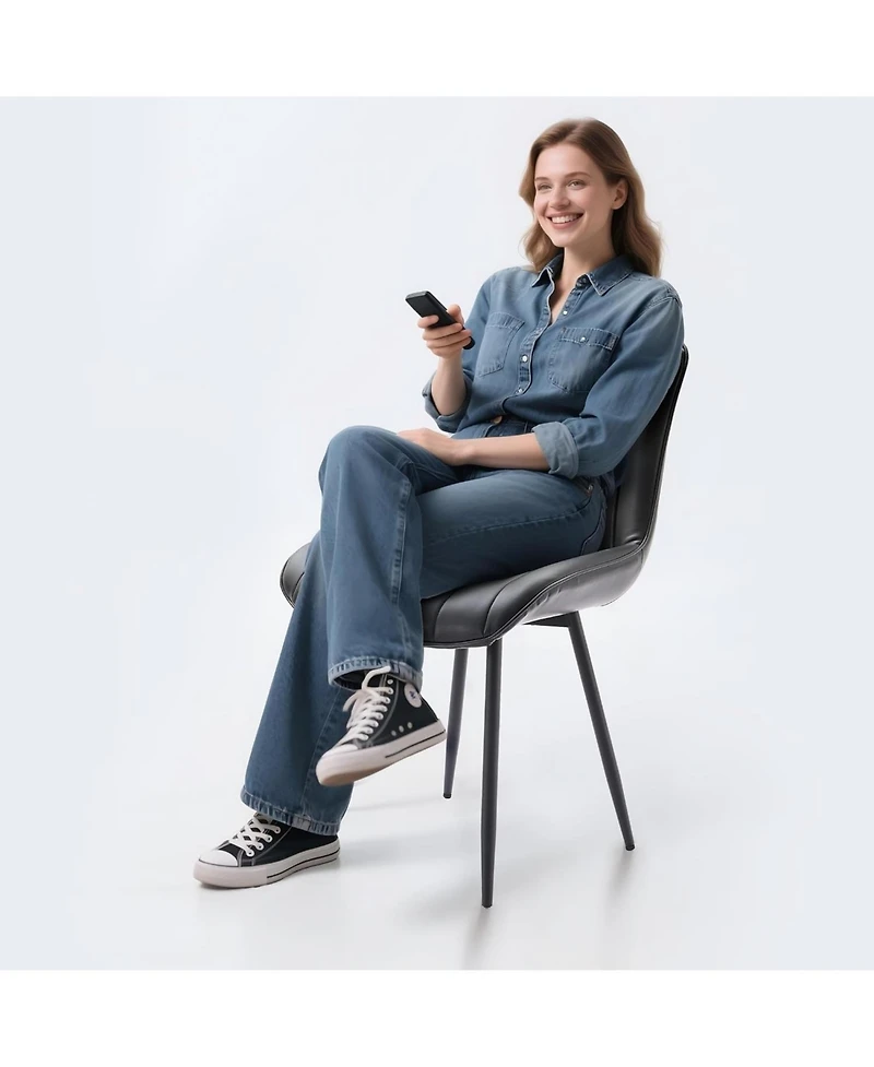 gaomon 2 Pc. Upholstered Metal Dining Chairs Set