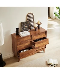 Flynama Traditional 6 Drawer Dresser Espresso Finish Sturdy Construction for Bedroom Living Room Storage