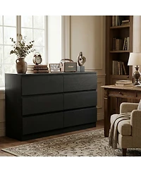 flynama 6 Drawer Mid Century Modern Dresser Organizer Cabinet for Nursery Home Furniture With Spacious Drawers Easy Assembly