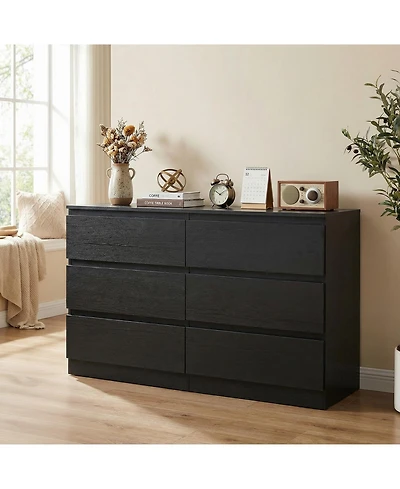 flynama 6 Drawer Mid Century Modern Dresser Organizer Cabinet for Nursery Home Furniture With Spacious Drawers Easy Assembly