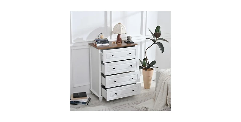 Flynama 4 Drawer Minimalist Dresser Rolling Cabinet for Bedroom Home Furniture with Spacious Drawers Easy Assembly Durable