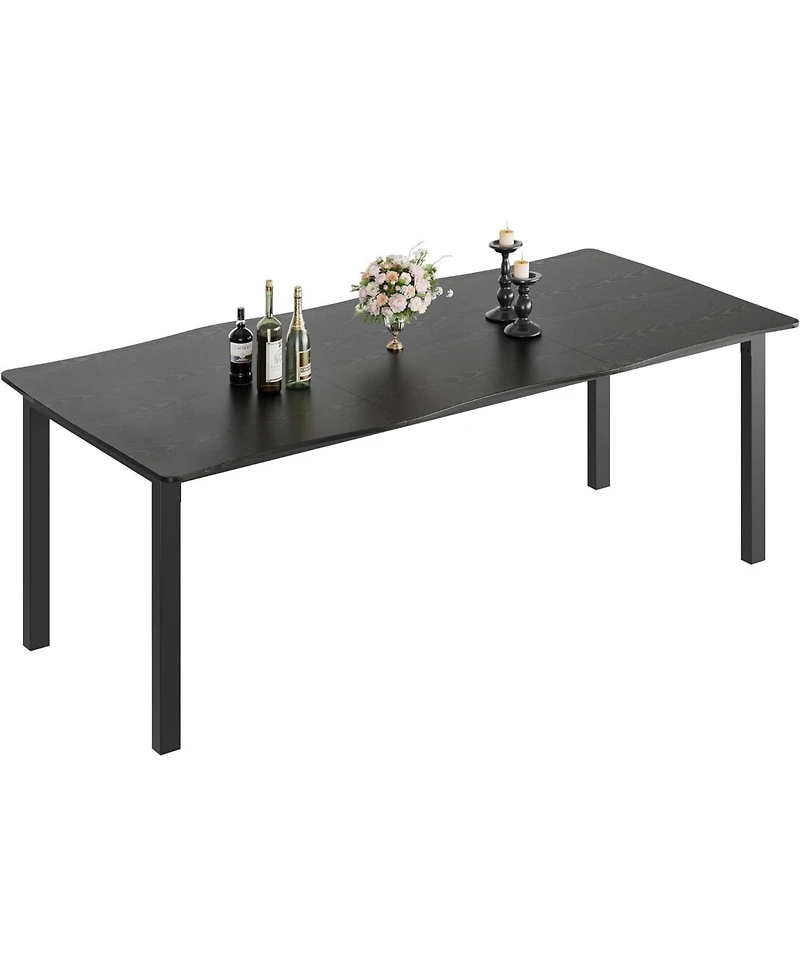 gaomon 70.9" Dining Table for 6-8, Rectangular Mdf Top with Wave Edge, Sturdy Metal Frame, Waterproof & Scratch-Resistant
