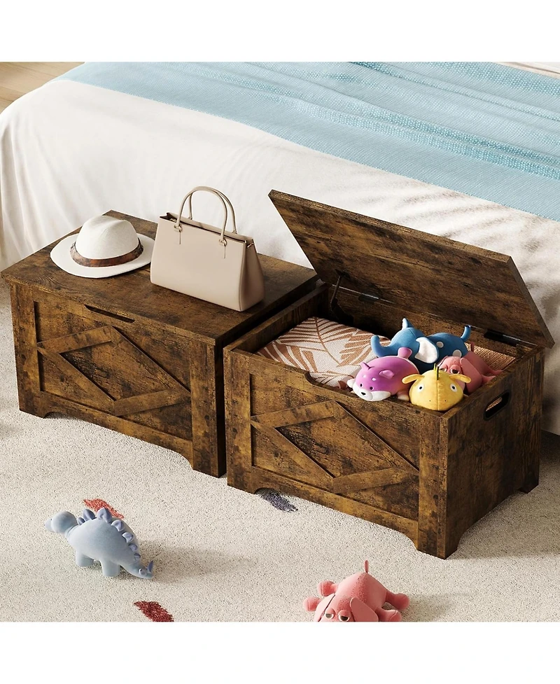 gaomon 23.6" Storage Chest, Wooden Bench with Safety Hinge, Easy Assembly, Large Toy Chest for Entryway