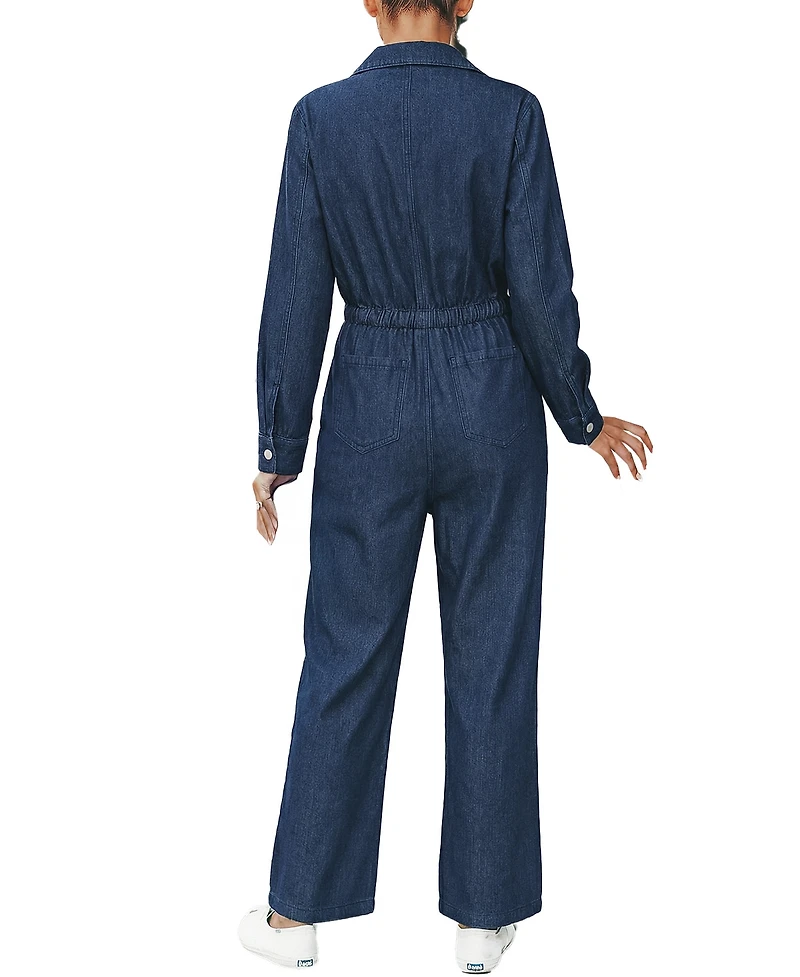 Cupshe Women's Casual Denim Jumpsuit with Drawstring Waist