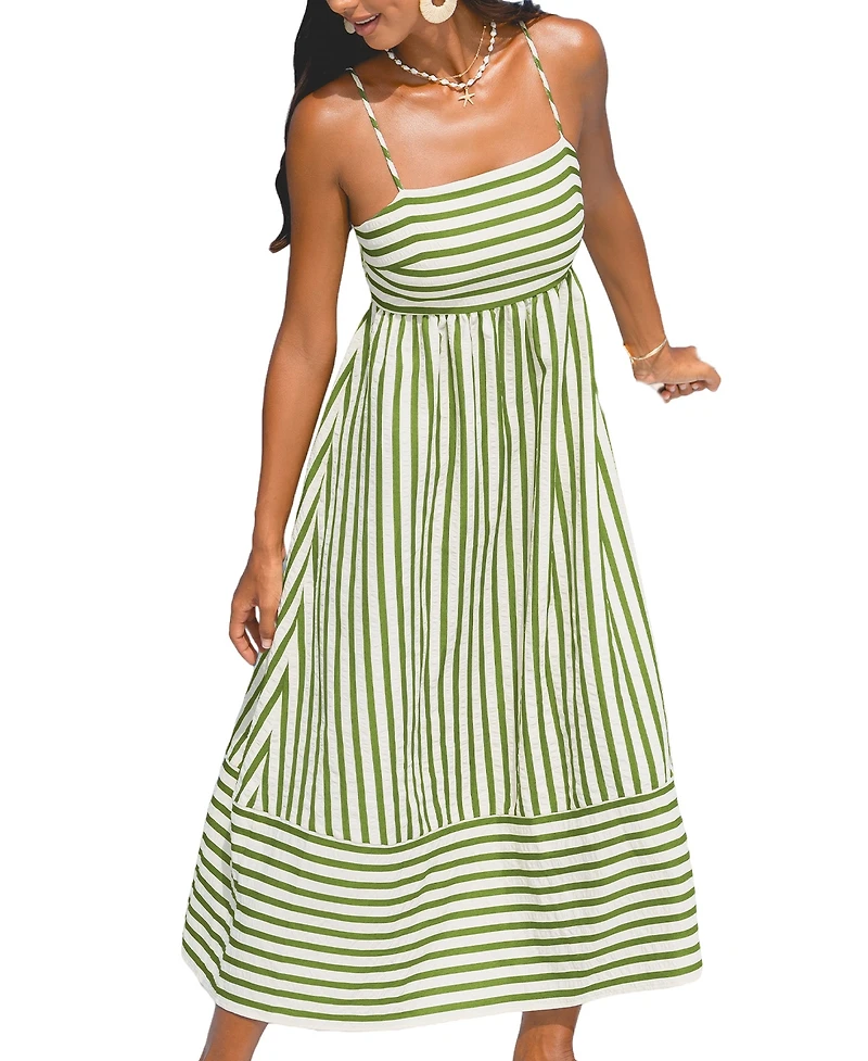 Cupshe Women's So Grounding Striped Maxi Beach Dress