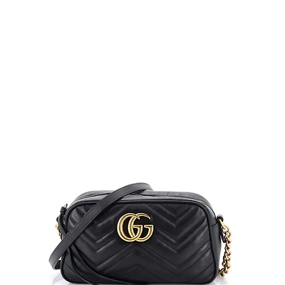 Pre-Owned Gucci Small Gg Marmont Shoulder Bag Matelasse Leather