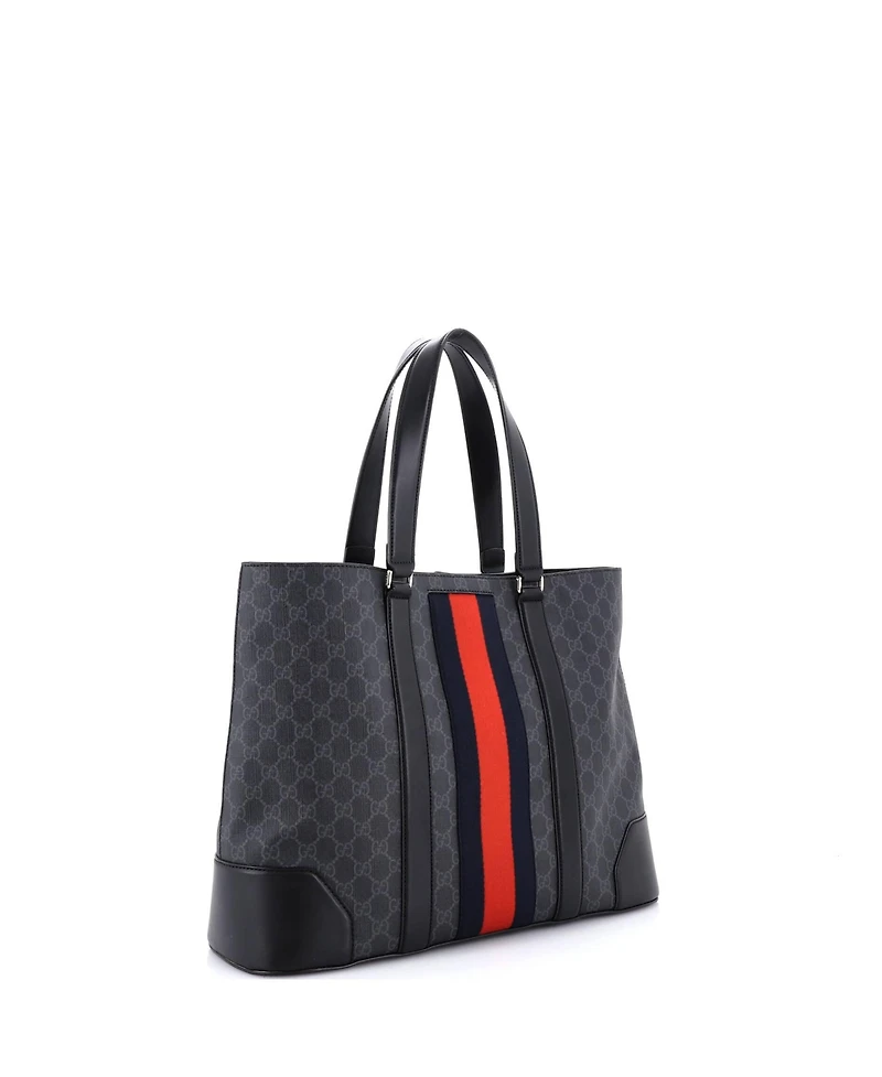 Pre-Owned Gucci Large Web Open Tote Gg Coated Canvas