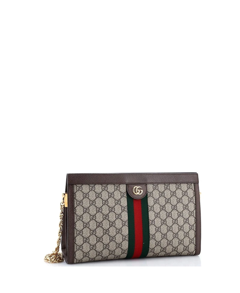 Pre-Owned Gucci Medium Ophidia Chain Shoulder Bag Gg Coated Canvas