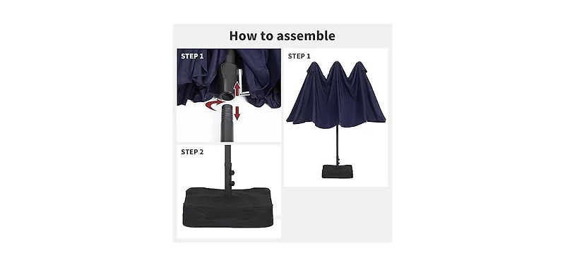 gaomon 15 ft Double Sided Rectangular Patio Umbrella with Crank, Outdoor Sun Shade