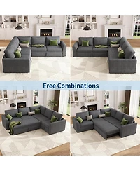 gaomon Sectional Sleeper Sofa, Corduroy Couch with Pull-Out Bed and Storage