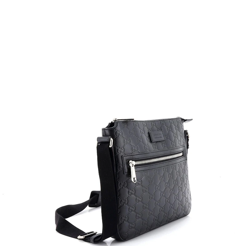 Pre-Owned Gucci Signature Zip Messenger Bag Guccissima Leather