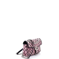 Pre-Owned Gucci Small Gg Marmont Flap Bag Diagonal Quilted Gg Canvas with Leather