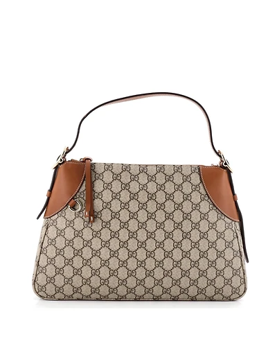 Pre-Owned Gucci Large Emblem Shoulder Bag Gg Coated Canvas with Leather