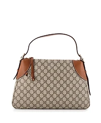 Pre-Owned Gucci Large Emblem Shoulder Bag Gg Coated Canvas with Leather