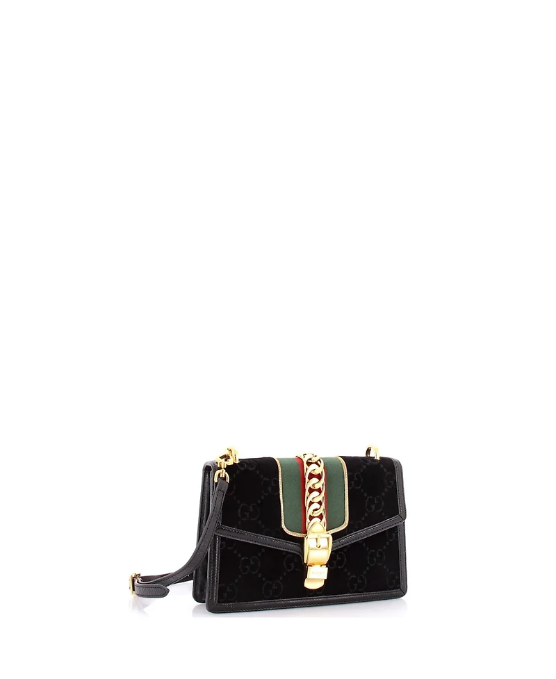 Pre-Owned Gucci Small Sylvie Shoulder Bag Gg Velvet