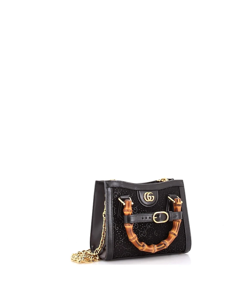 Pre-Owned Gucci Mini Diana Nm Bamboo Handle Tote Crystal Embellished Gg Canvas