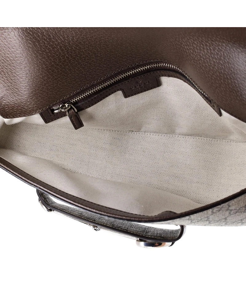 Pre-Owned Gucci Small Horsebit 1955 Asymmetric Shoulder Bag Gg Coated Canvas