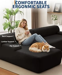 gaomon 108" Cloud Sectional Sofa with Chaise, Boneless Corduroy L-Shaped Couch, No Assembly