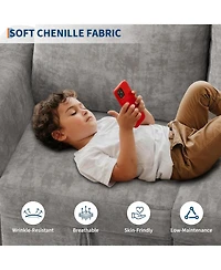 gaomon 108" Sectional Sofa, L-Shaped Cloud Couch with Storage and Ottoman, 4-Seat Chenille Sofa