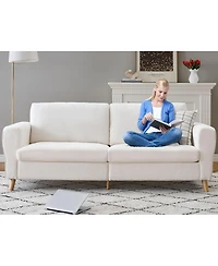 gaomon 84" Sofa Couch, Modern Boucle 3-Seater with Streamlined Armrests and Wood Legs