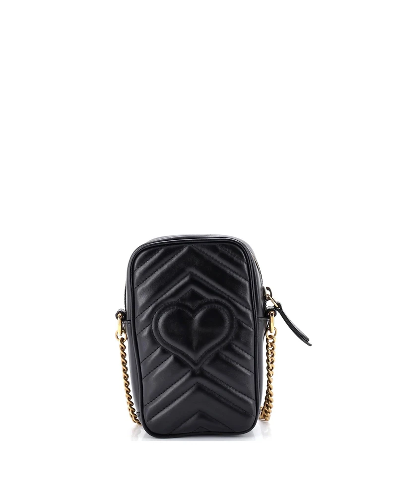 Pre-Owned Gucci Mini Gg Marmont Vertical Phone Crossbody Bag Matelasse Leather