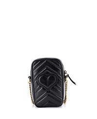 Pre-Owned Gucci Mini Gg Marmont Vertical Phone Crossbody Bag Matelasse Leather