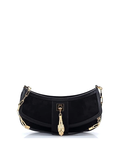 Pre-Owned Gucci Small Tiger Head Chain Clutch Suede with Leather
