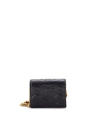 Pre-Owned Gucci Gg Marmont Card Case on Chain Matelasse Leather
