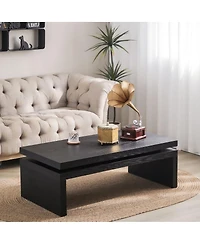 Maison Boucle Wood Coffee Table for Living Room Floating Top Rectangular 47.6