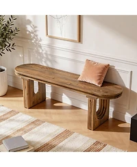 Tribesigns Solid Wood Bench, End of Bed Bench, Entryway Bench with Upholstered