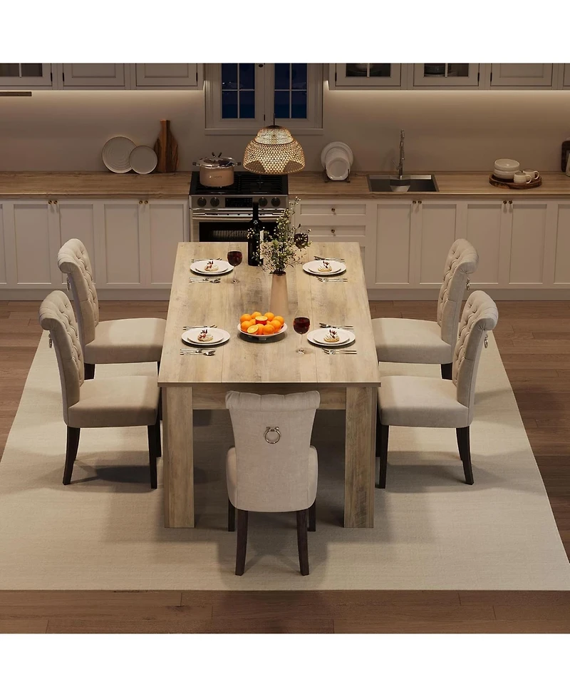 gaomon 71" Farmhouse Dining Table for 6-8, Thick Rectangular Top & Wide Legs