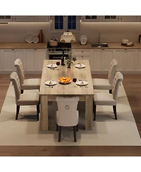 gaomon 71" Farmhouse Dining Table for 6-8, Thick Rectangular Top & Wide Legs