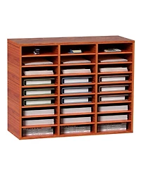 Gouun 27 Compartment Wood Literature Organizer with Adjustable Shelves