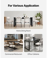 Gouun Set of 2 Mid Century Modern Boucle Upholstered Dining Chairs with Curved Backrest and Metal Legs