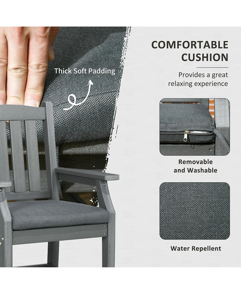 Outsunny 6 Pieces Patio Dining Set, 6 Seater Outdoor Table and Chairs, Conversation Furniture, Armrests, Loveseat Bench, Dinner Table with Umbrella Ho