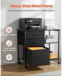 Gouun Mobile File Cabinet with 3 Fabric Drawers and 2 Open Shelves