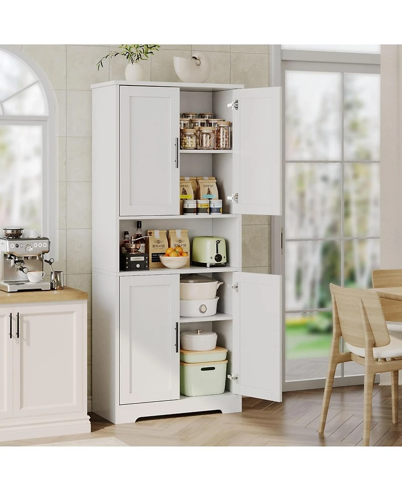 gaomon Tall Kitchen Pantry Cabinet, Storage Cabinet with Doors and Adjustable Shelves, Freestanding Cupboard for Living Room, Dining Room