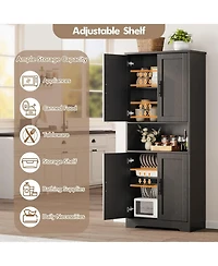 gaomon Tall Kitchen Pantry Cabinet, Storage Cabinet with Doors and Adjustable Shelves, Freestanding Cupboard for Living Room, Dining Room